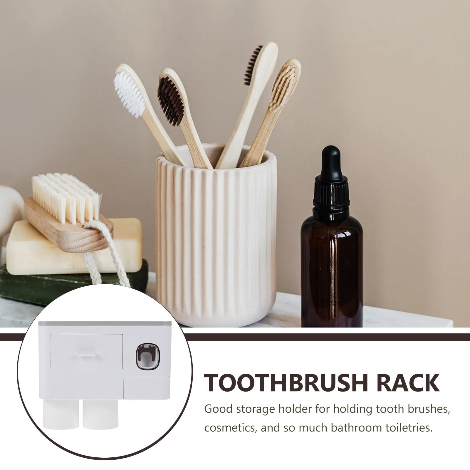 Didiseaon Portacepillos de Dientes de Pared Estante para Guardar Cepillos de Dientes Blanco ABS y PP Soporte Mural Fácil de Instalar y Retirar Baño