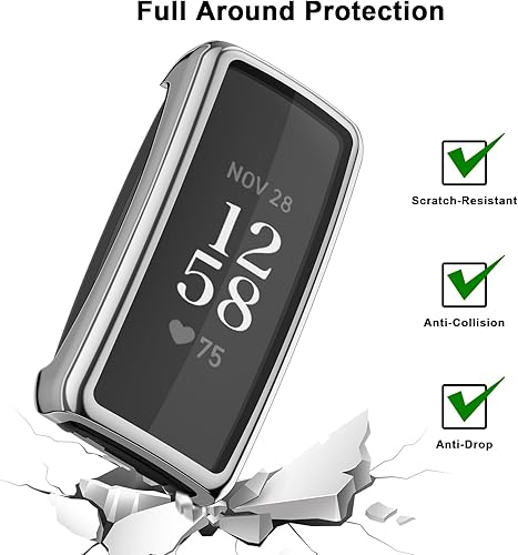 Miniatura 4 de Funda protectora de pantalla compatible con Fitbit Inspire 2, 4 unidades, cubierta protectora completa de TPU suave para Fitbit Inspire 2,