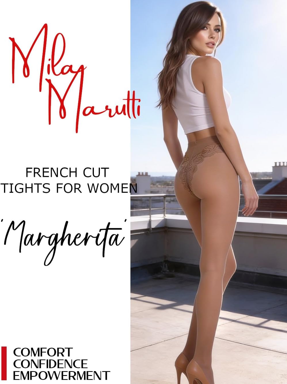 Mila Marutti Sheer Tights for Women | French Bikini Cut Pantyhose Stockings | Silky Nylons - Made in EU - Image 2