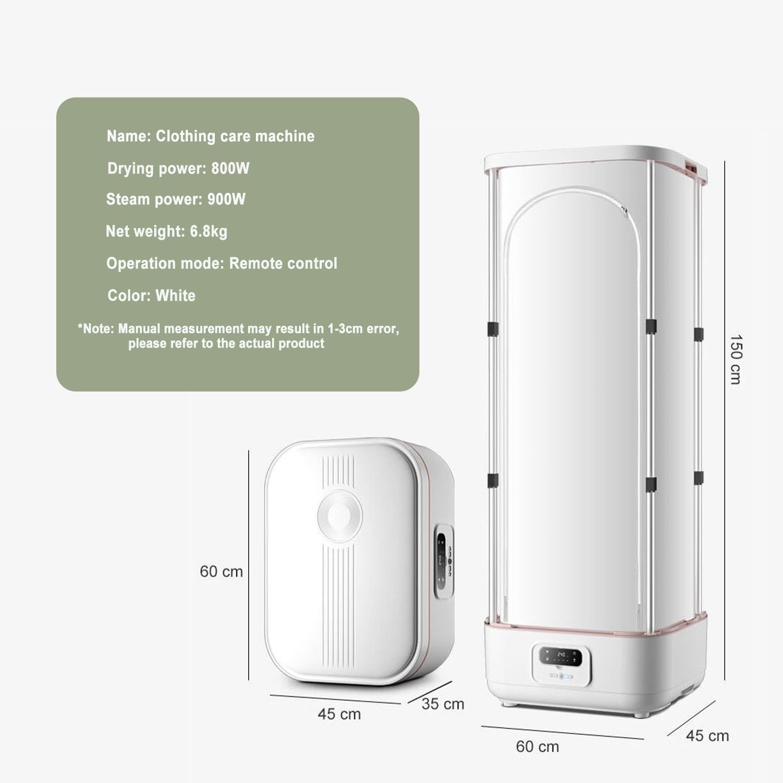 Armadio A Vapore da 900 W, Asciugatrice/Stiratrice Automatica per Vestiti, Rimozione delle Pieghe Tramite Vapore, Cura Automatica dei Vestiti, Asciugatrice Portatile