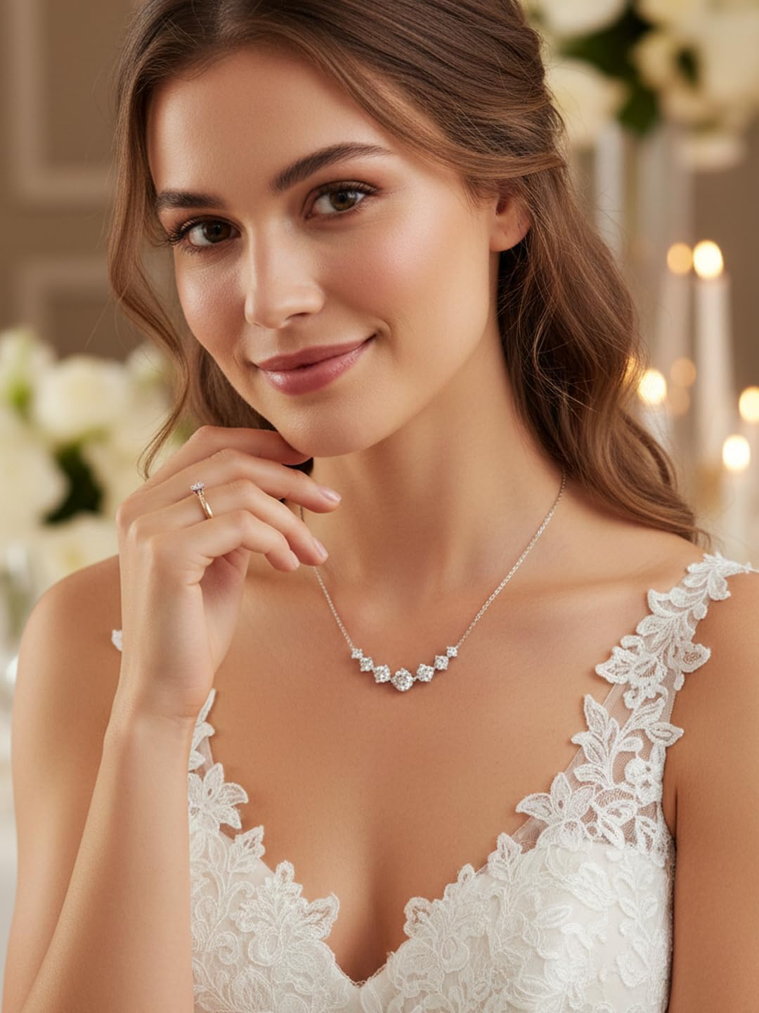 7 Stones Moissanite/Sapphire/Ruby/Emerald Necklace for Women, 2.80/1.62 Carat Pendant Necklace, Solid 925 Sterling Silver, Anniversary Romantic Gift for Her, Birthday Gifts for Mom Wife Daughter - Image 2