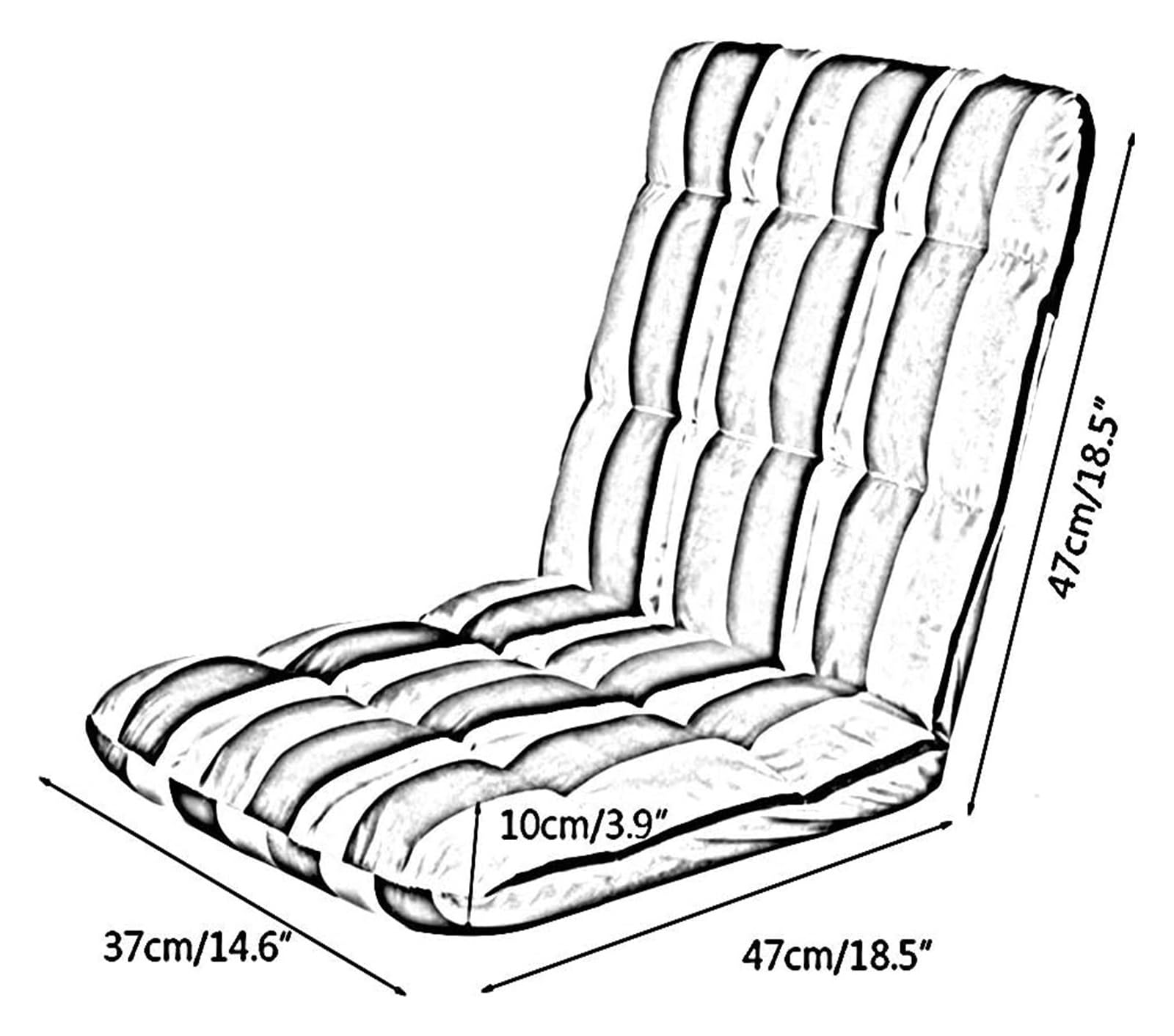 Silla de suelo plegable ajustable, sofá perezoso extraíble y lavable, asiento de meditación de 5 posiciones, tela gruesa de pelo corto, cómoda tumbona gris