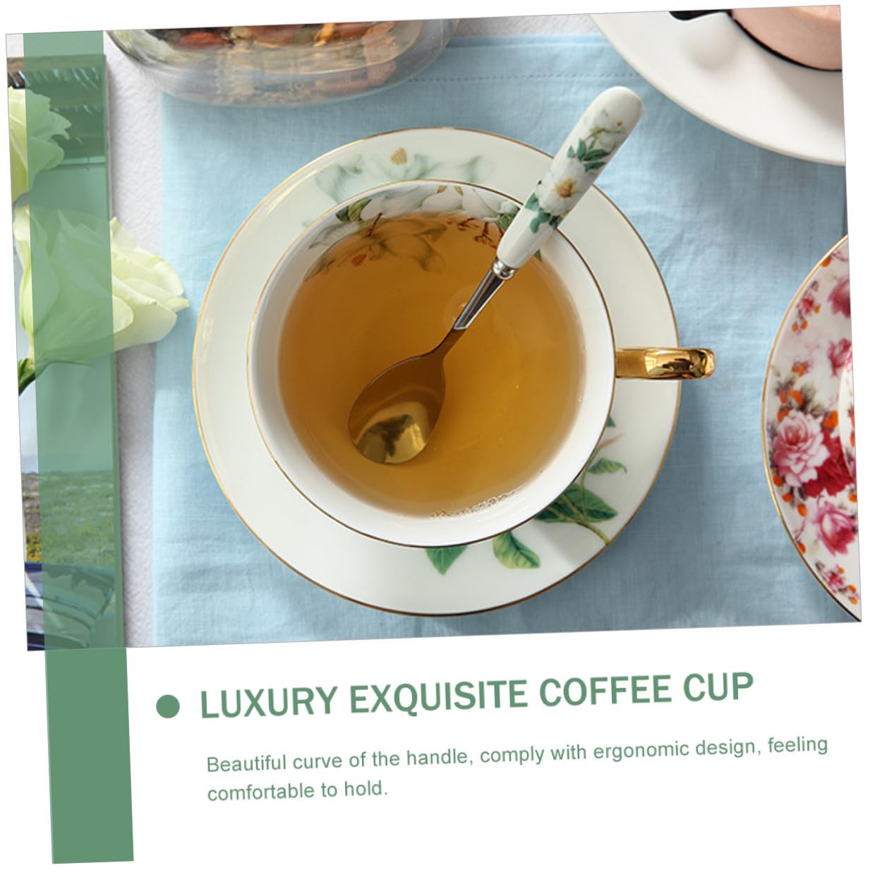 Set da 1 Tazza e Piattino in Ceramica Decoro Dorato, Facile da Pulire e Resistente per Tè e Caffè, per Pomeriggi Rilassanti e Colazioni Eleganti