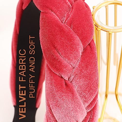 Image of DRESHOW Braided Headbands for Women Velvet Hair Hoop Elastic Criss Cross Hair Bands Accessories