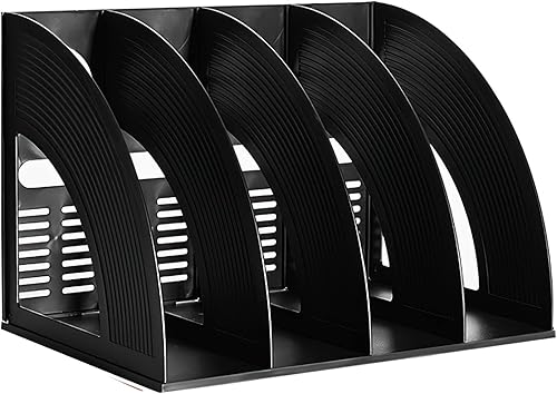 Miniatura 8 de Marte Vanci 2 piezas de archivador de revista, organizador de escritorio, almacenamiento de plástico, carpeta vertical resistente de 3 secciones