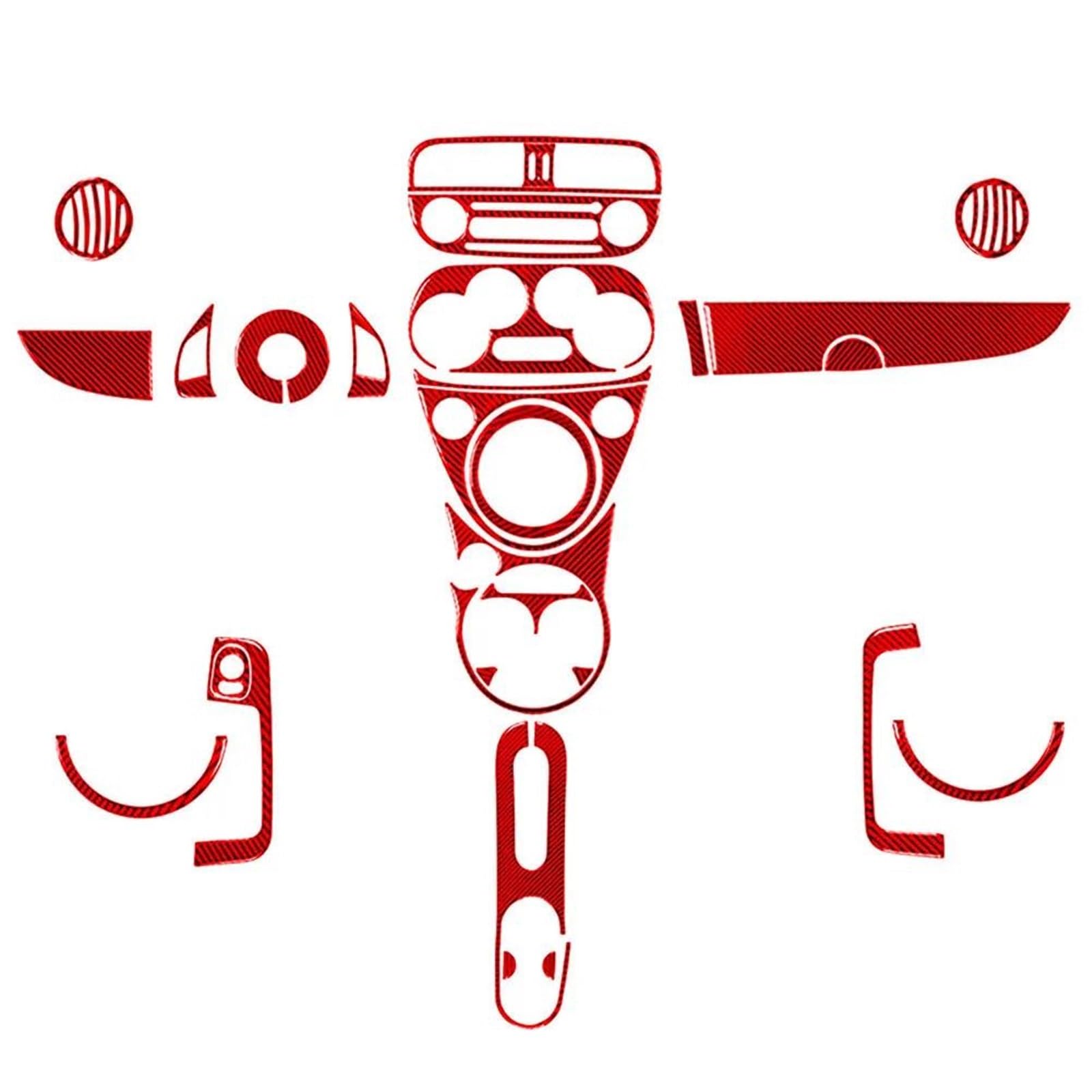 Kit Autocollant Décoratif Voiture en Carbone Rouge pour Fiat 500