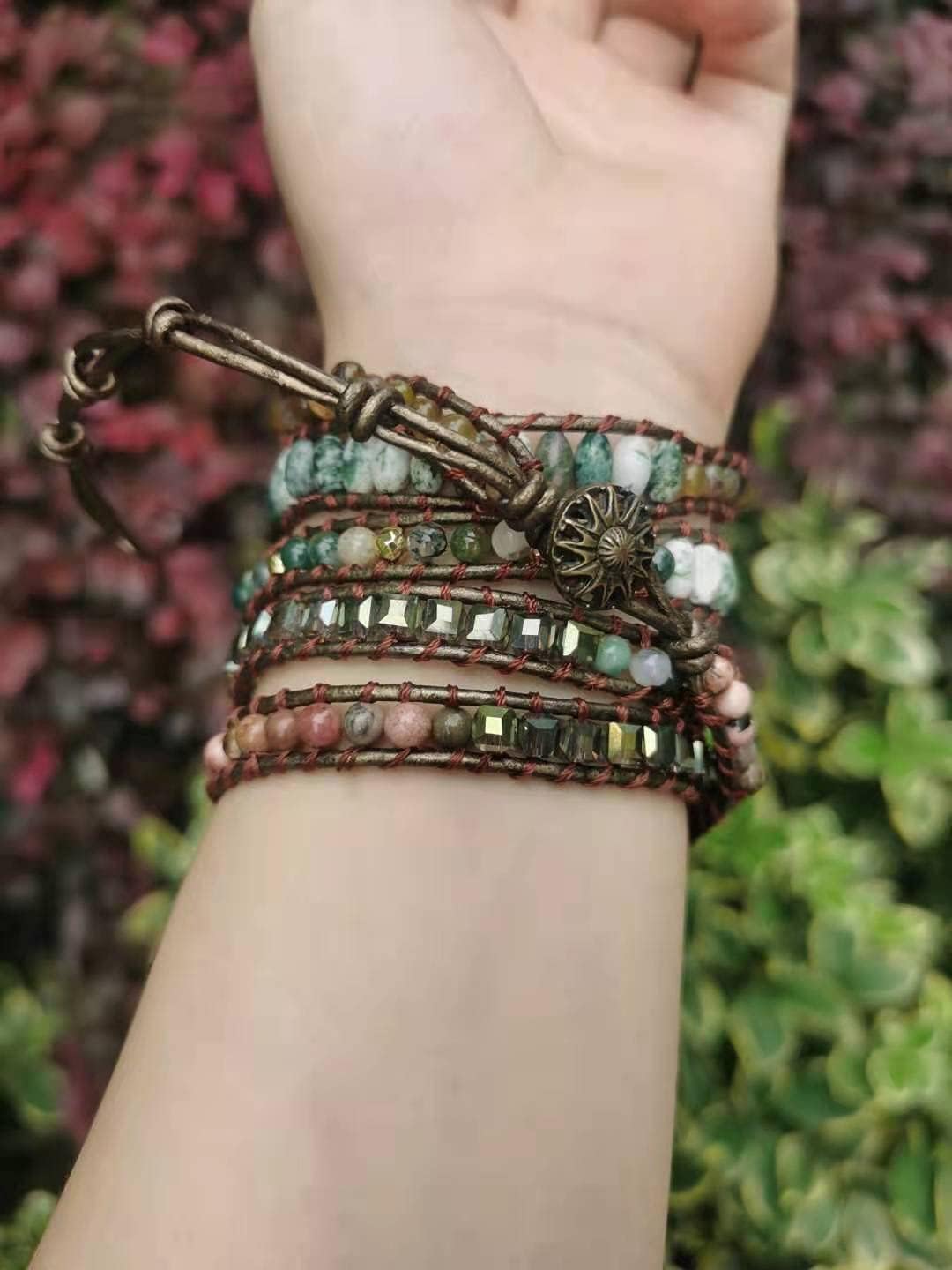ZOSOJONA Women Wrap Bracelet Boho Natural Jasper Crystal Stone Beads Strand Bracelets - Image 3