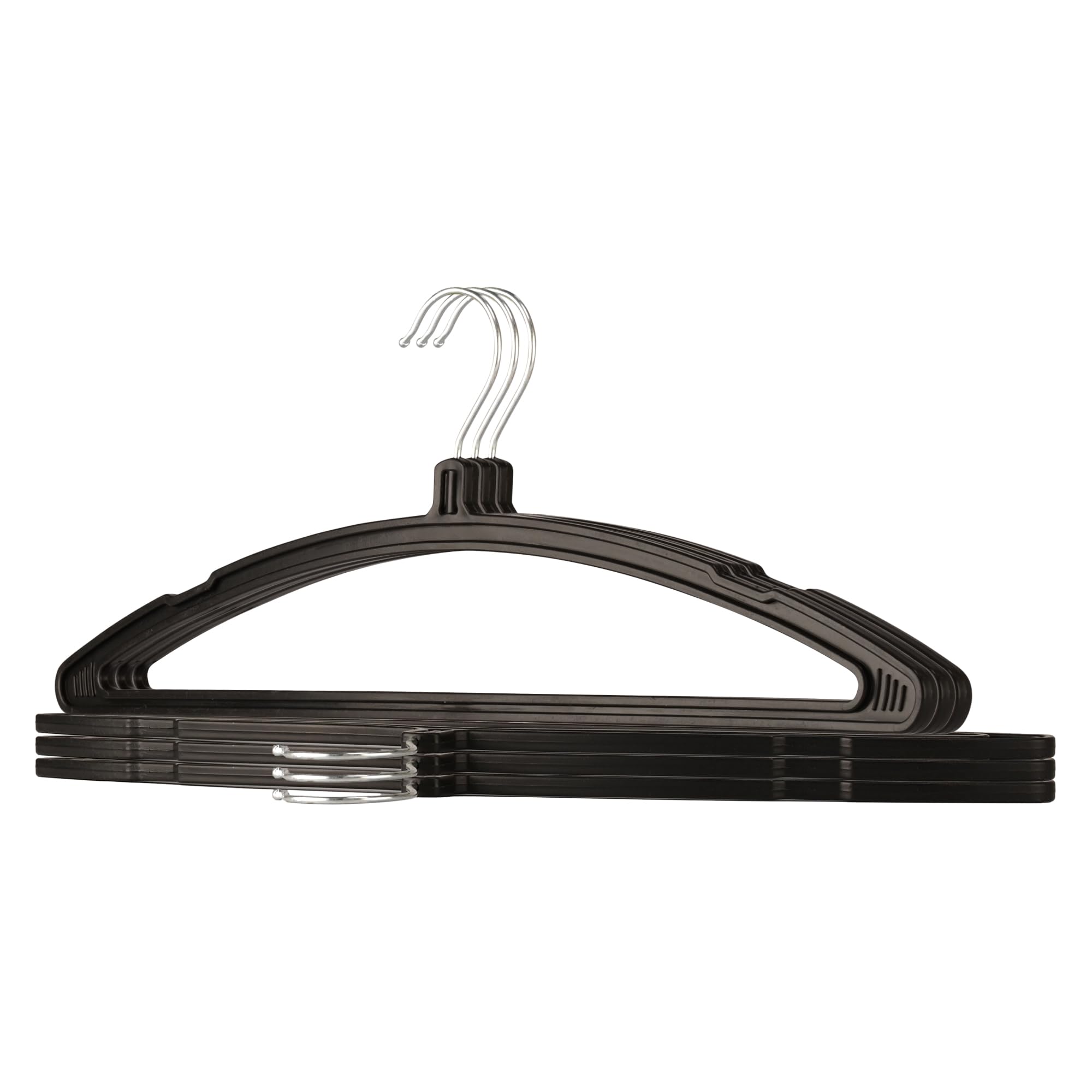 Kuber Industries (Set of 6) Heavy Duty Plastic Hangers for Clothes - Hanging Organizer in Bulk for Shirt | Saree | Dress | Blazer - Modern Hangers for Wardrobe | Cupboard | Almirah | Closet (Black)