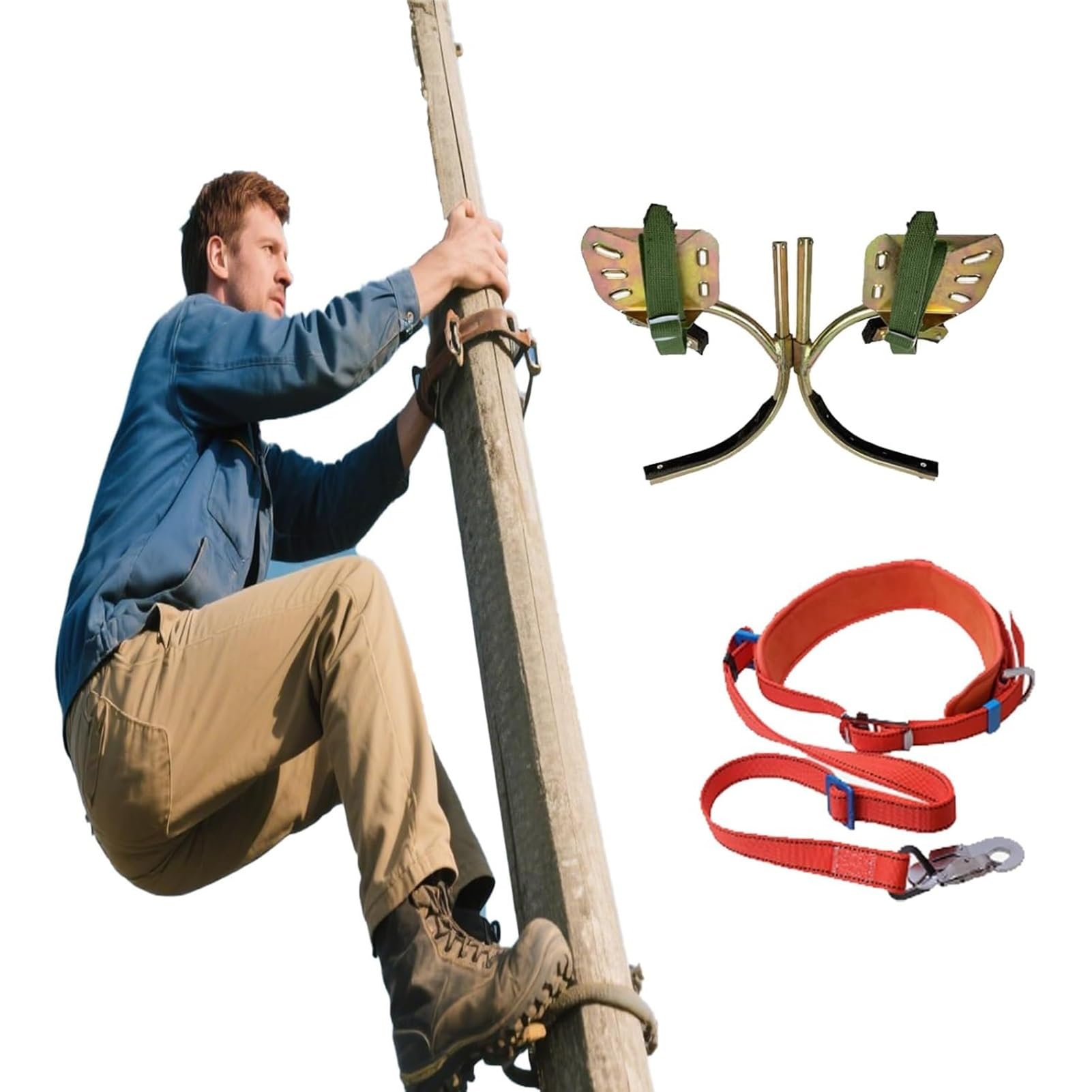 Puntas de escalada de árboles portátiles (250, 300, 350, 400, 450, 500, 550, 600 mm), equipo de escalada de árboles para trabajos de árboles, cosecha de fruta, selva, juego de entrenamiento ajustable