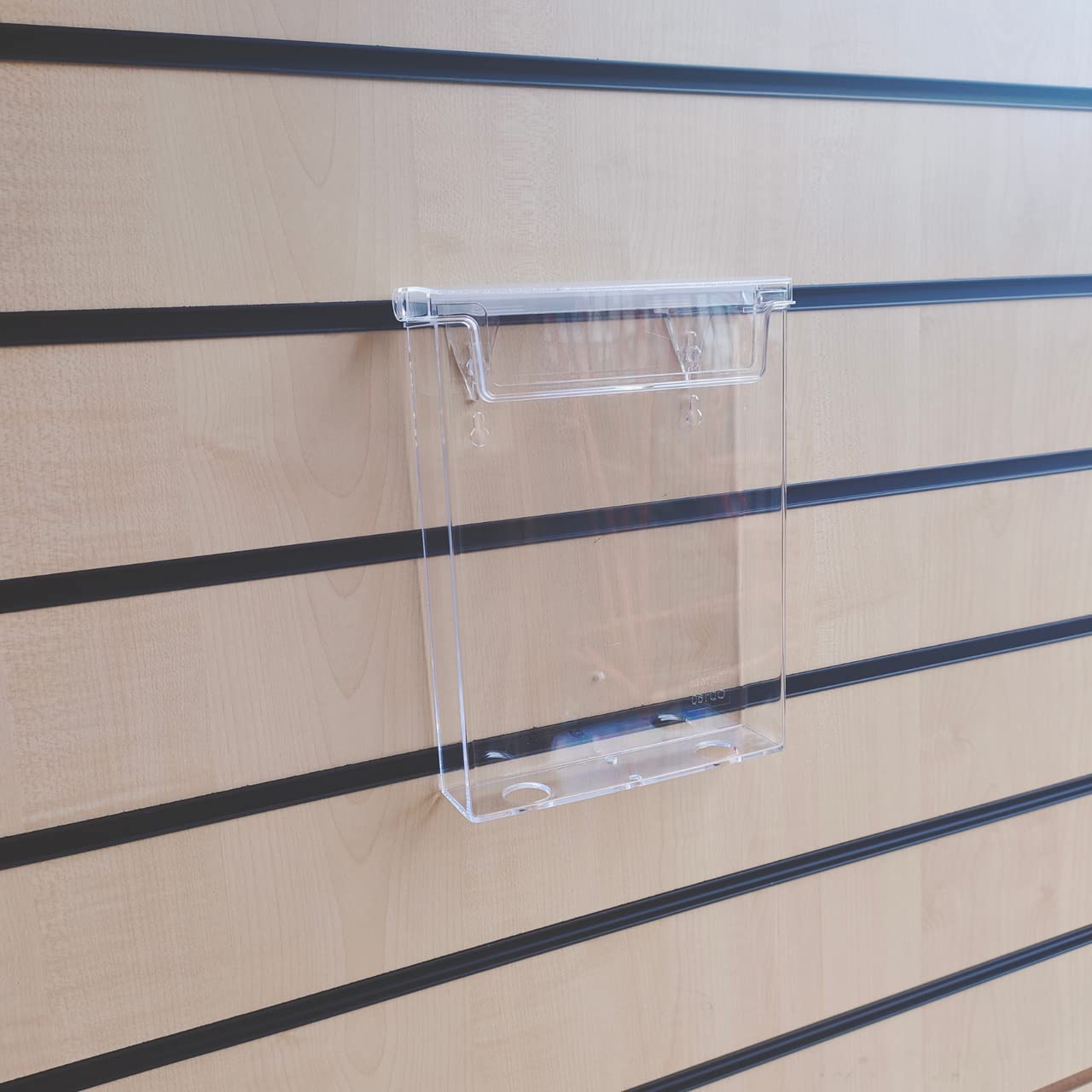 A5 Slatwall Weather-Resistant Outdoor Leaflet Holder with Hinged Lid, Clear Acrylic Display Stand for Effective and Durable Leaflet Presentation