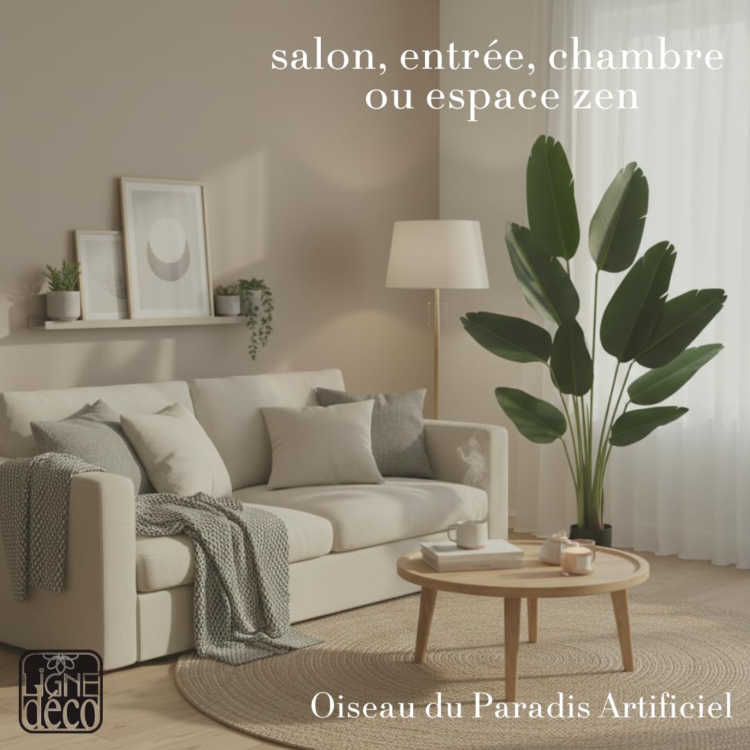 Ligne Déco – Oiseau du Paradis Artificiel 160 cm | Plante Tropicale Artificielle Haut de Gamme Pot Plastique Noir Interieur Imitation Terre | Decoration Maison Élégante | Fausse Plante Interieur Chic