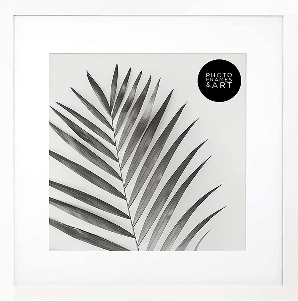 pf+a REAL GLASS 10x10 Frame With Mount - Oxford White 14x14 Picture Frame With Mount For 10x10
