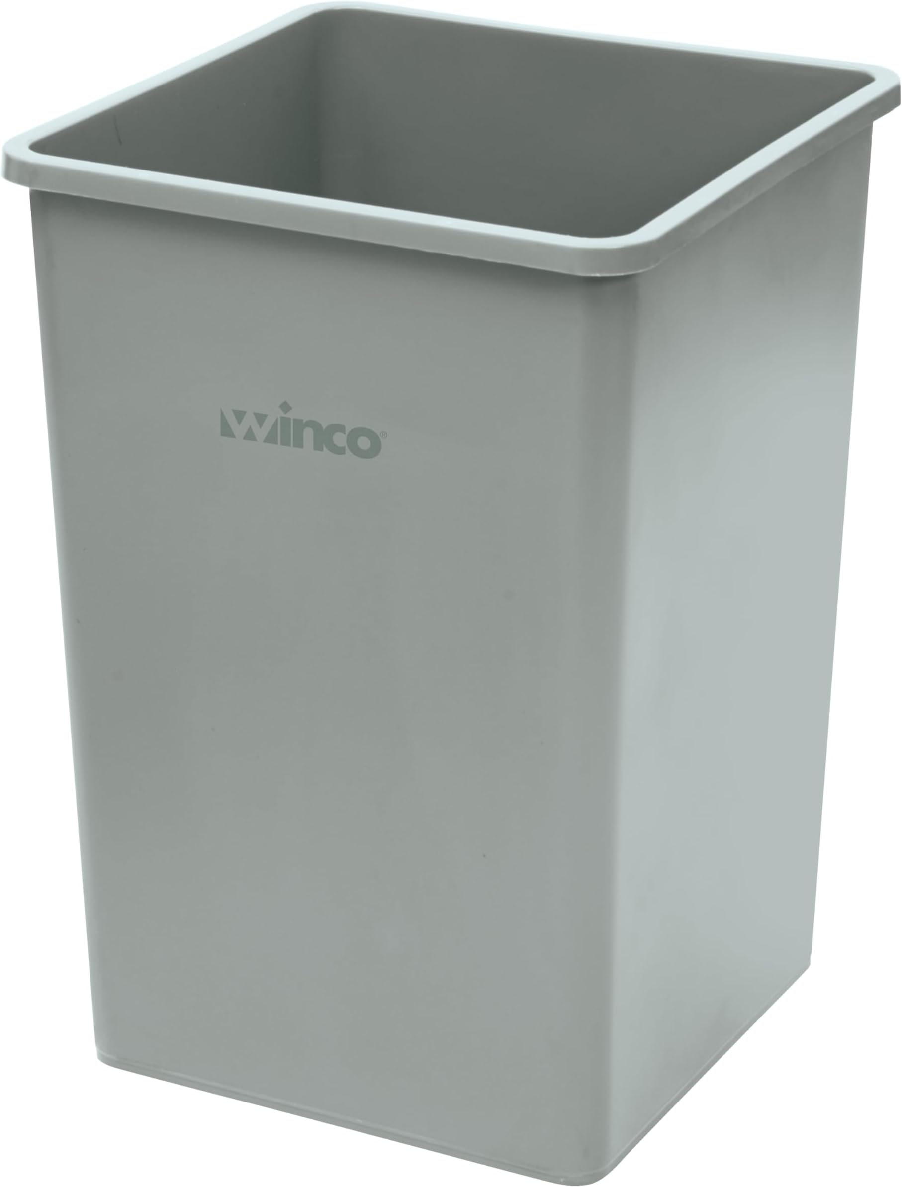 Winco PTCS-35G Square Trash Can, 35 Gallon, Gray