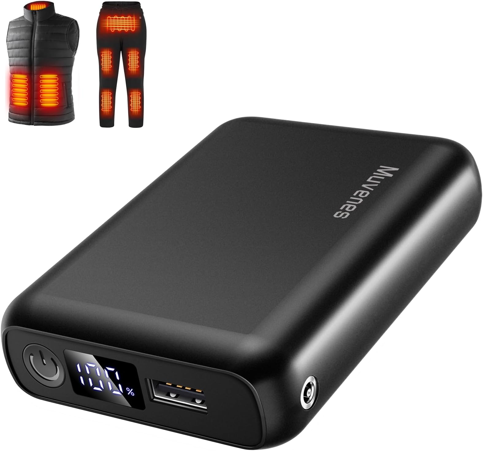 7.4V 18400mAh Heated Vest Battery Pack Compatible with ORORO and Venustas, Battery Pack for Heated Vests, Jackets, Pants, and Hoodies, Rechargeable Power Bank with LED -Not for 5V USB Heated Devices