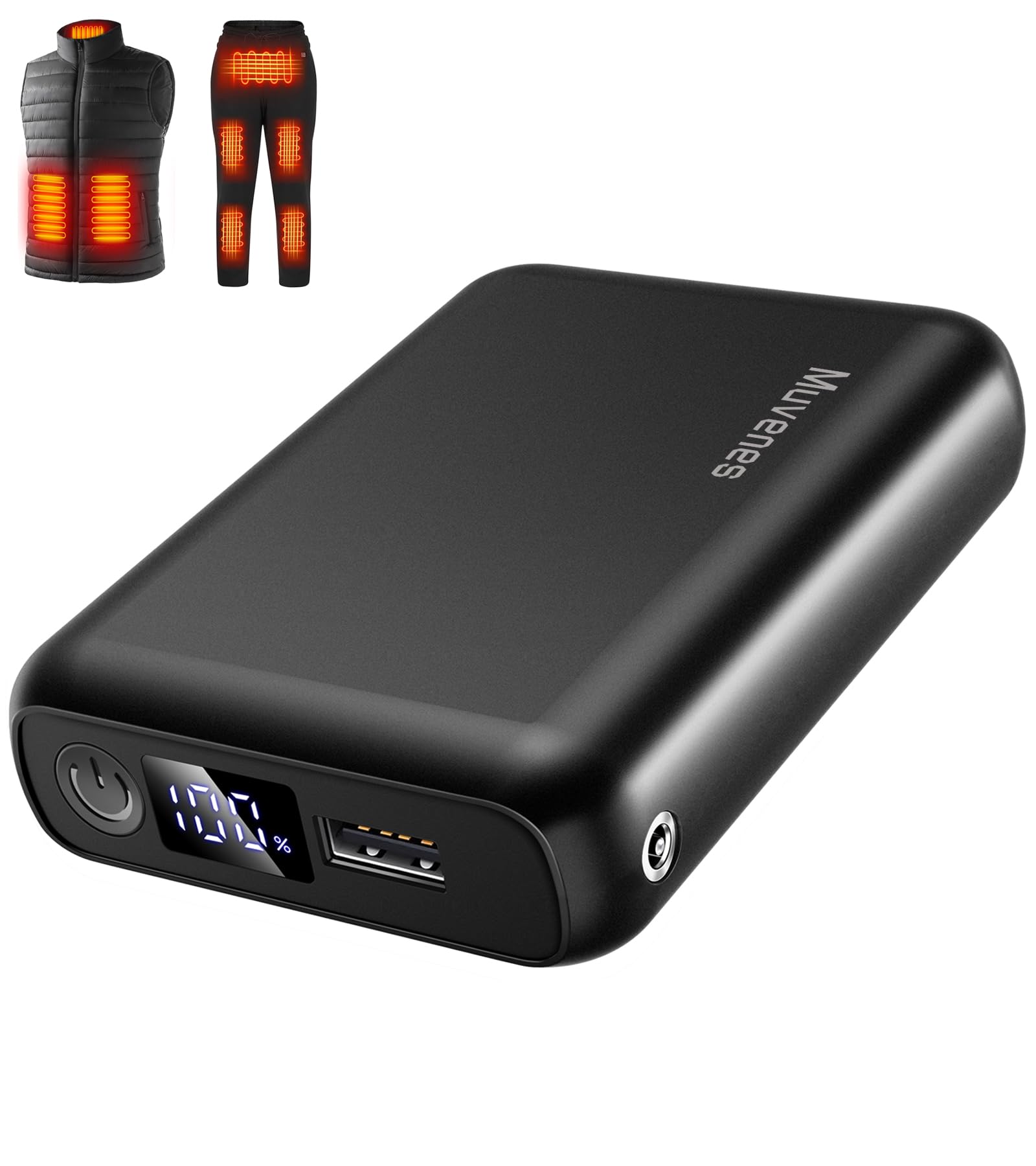 7.4V 18400mAh Heated Vest Battery Pack Compatible with ORORO and Venustas, Battery Pack for Heated Vests, Jackets, Pants, and Hoodies, Rechargeable Power Bank with LED -Not for 5V USB Heated Devices