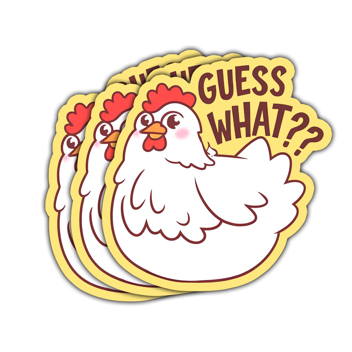 3 Pcs Guess What? Chicken Butt! Sticker, Guess What Sticker, Funny Chicken Sticker, Meme Chicken Sticker for Laptop Water Bottle Phone Car Window