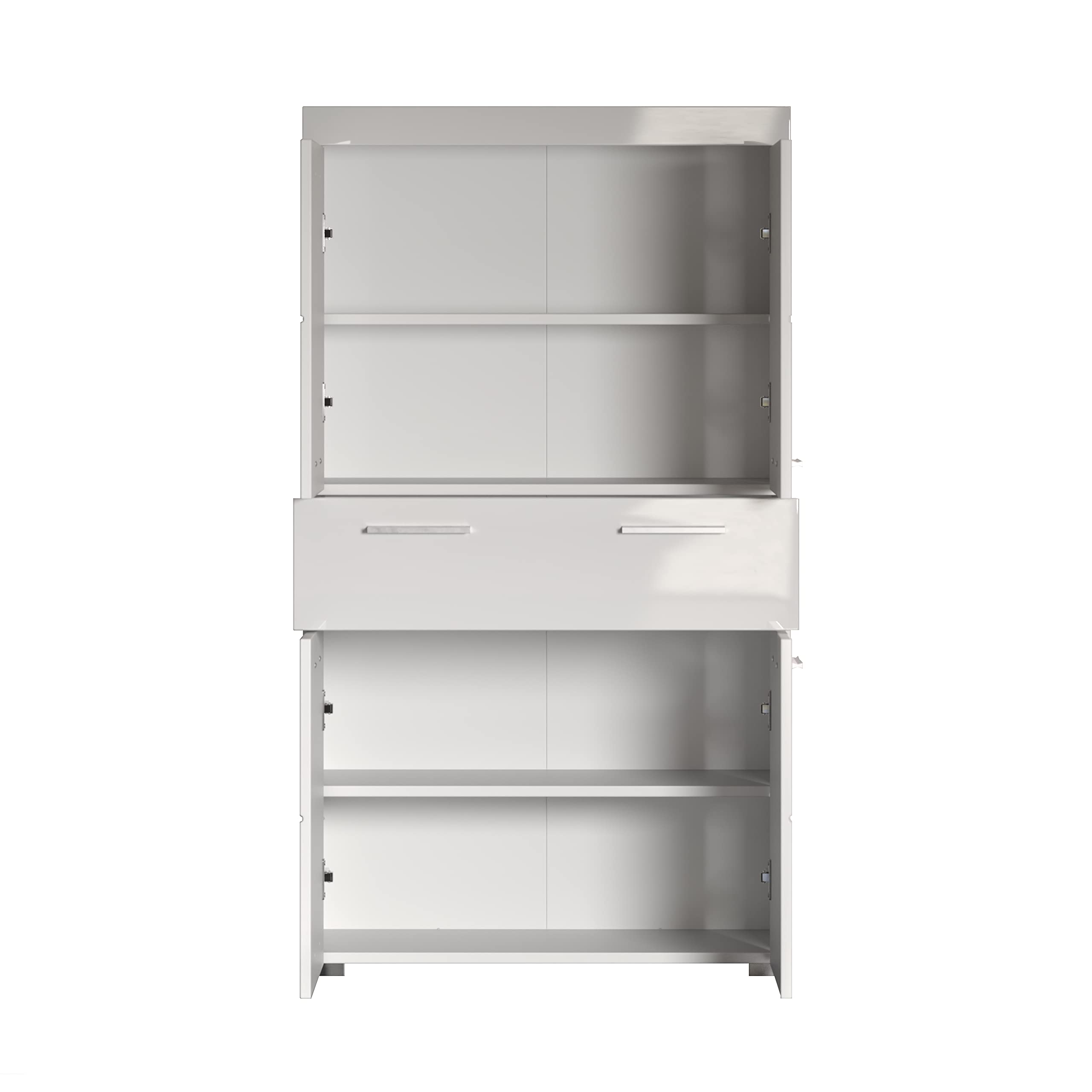 Mobile Bagno Bianco Lucido - 73x79x31 Cm, Con 2 Ante, Cassetto E Mensola, FSC - Foto 2