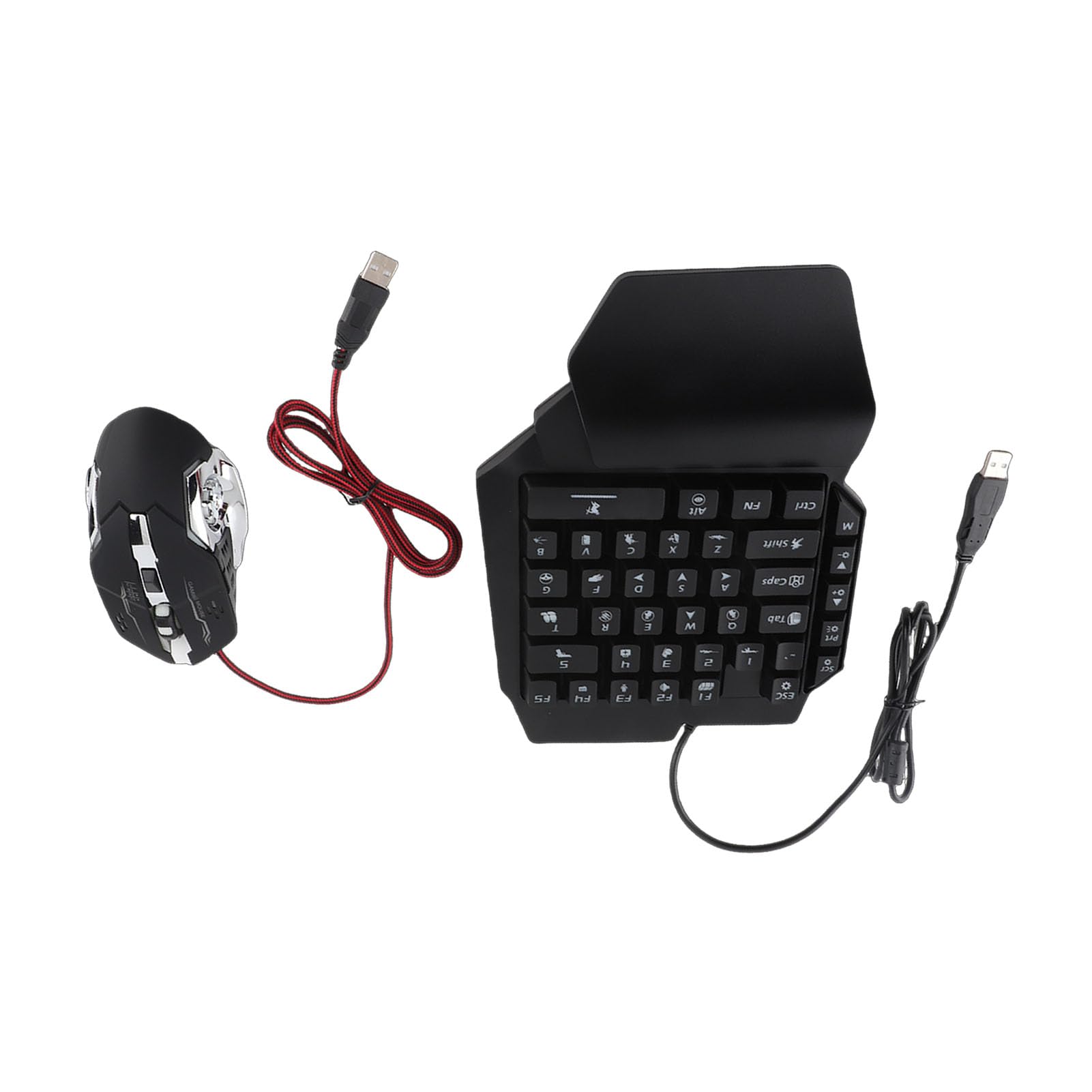 Bewinner Combinazione Tastiera e Mouse da Gioco RGB a una Mano, Tastiera da Gioco a Mezza Mano con Adattatore per, Set Mini e Mouse Retroilluminato a LED Cablato USB per Console di