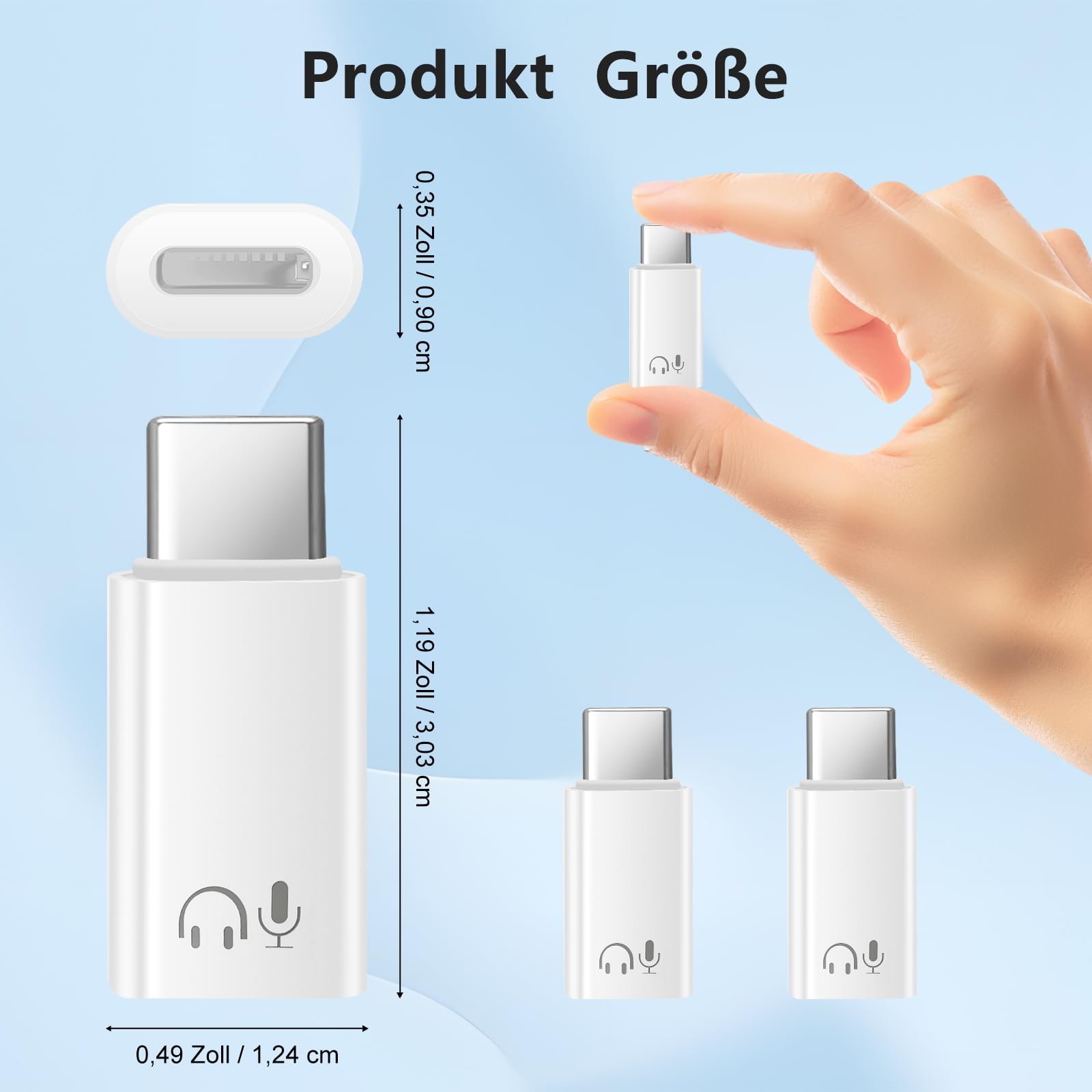 Adattatore audio da Lightnning a USB-C per iPhone 17/16/15 serie, iPad, Galaxy e USB-C dispositivi, qualità audio Hi-Fi, controllo in linea, Plug and Play, bianco