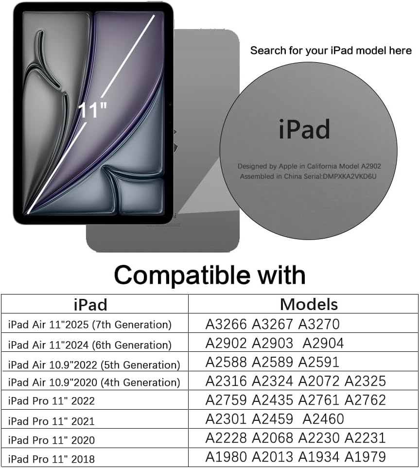 Telaso Magnetic Case for iPad Air 11 inch (M3/M2)/Air 5th & 4th Gen 10.9 Inch (2020/2022), iPad Pro 11 Inch 2022/2021/2020/2018 Translucent Matte Back Soft TPU Bumper Slim Protective Case, Black - Image 2