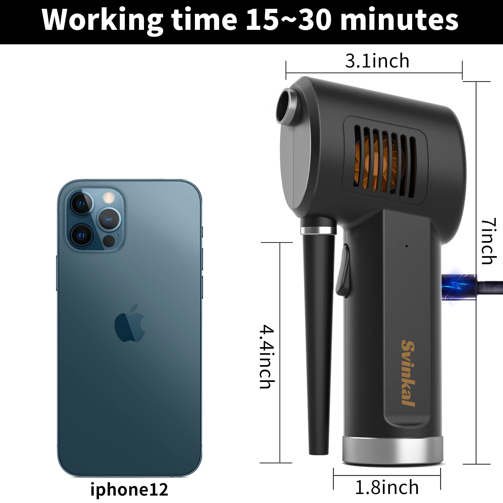 Svinkal Air Duster, Handheld Cordless Air Duster, Air Blower Rechargeable, Electric Compressed