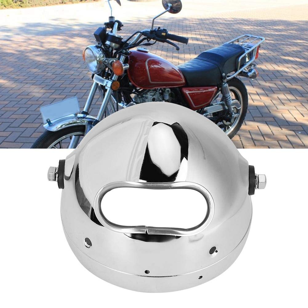 Qiilu Motorrad Scheinwerfer Gehäuse Lampenabdeckung, 5.75 Zoll Scheinwerfergehäuse LED -Scheinwerferschalenabdeckung von Motorradmodifikation Zubehör für Motorrad mit 1,3-1,6 Zoll Gabelrohr