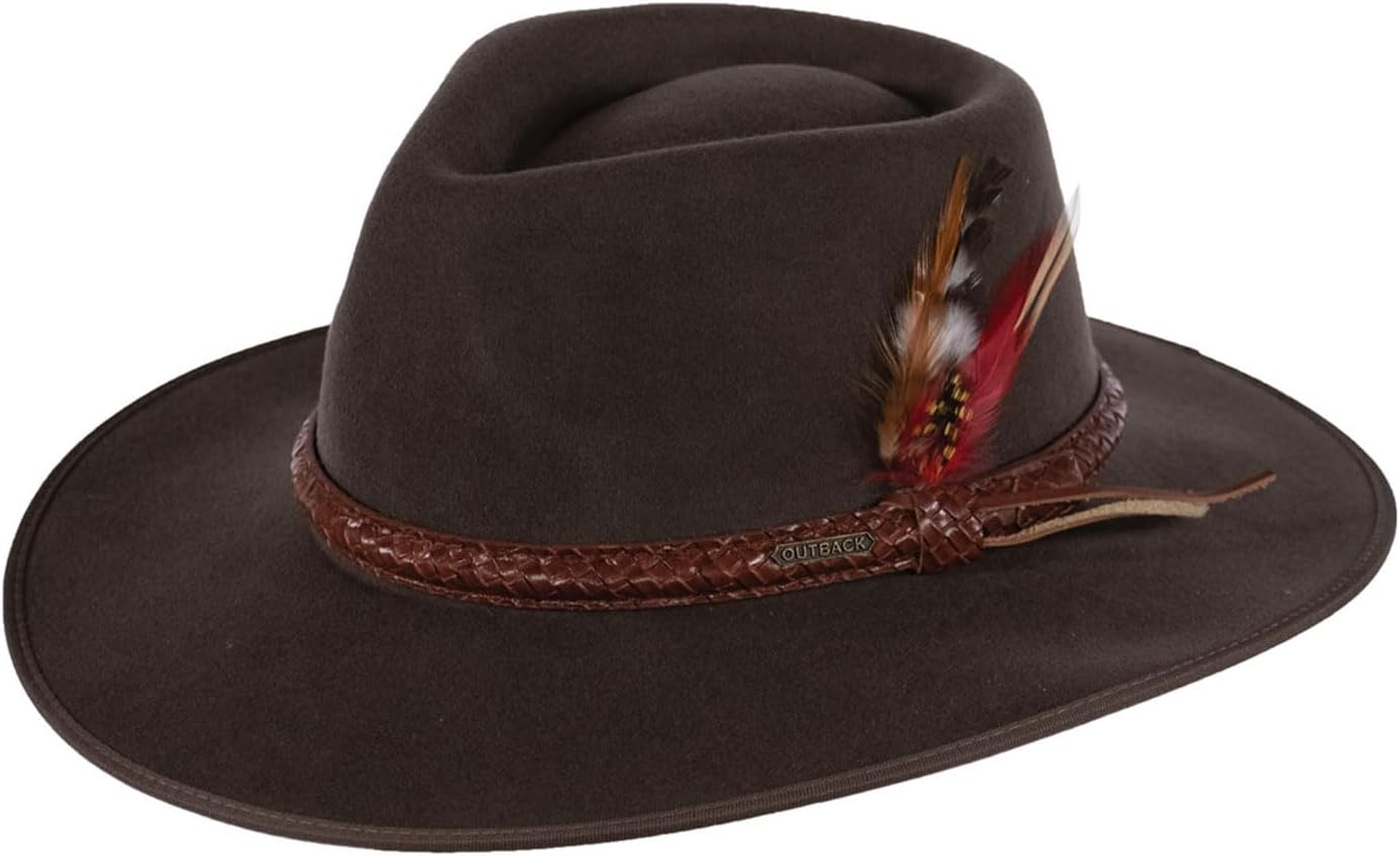 Outback Trading 1109 Unisex Santa Fe UPF 50 Water-Resistant Satin-Lined Western-Style Wool Hat