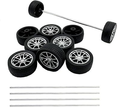 10PCS Toy Car Wheels 28mm Rubber Tire Wheels with Metal Shaft for RC Car Truck DIY Model Toy Wheel Replacement Accessories 2.5x28mm