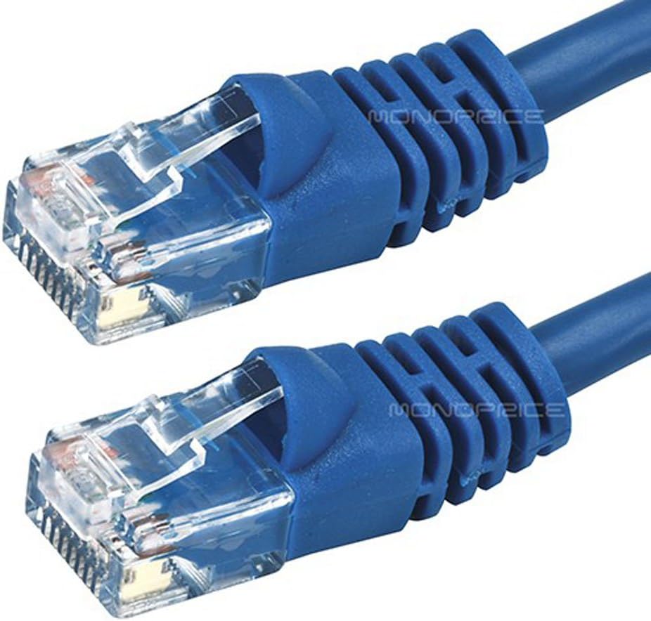 Monoprice Cat5e Ethernet Patch Cable - Network Internet Cord - RJ45, Stranded, 350Mhz, UTP, Pure Bare Copper Wire, 24AWG, 0.5ft, Blue : Everything Else