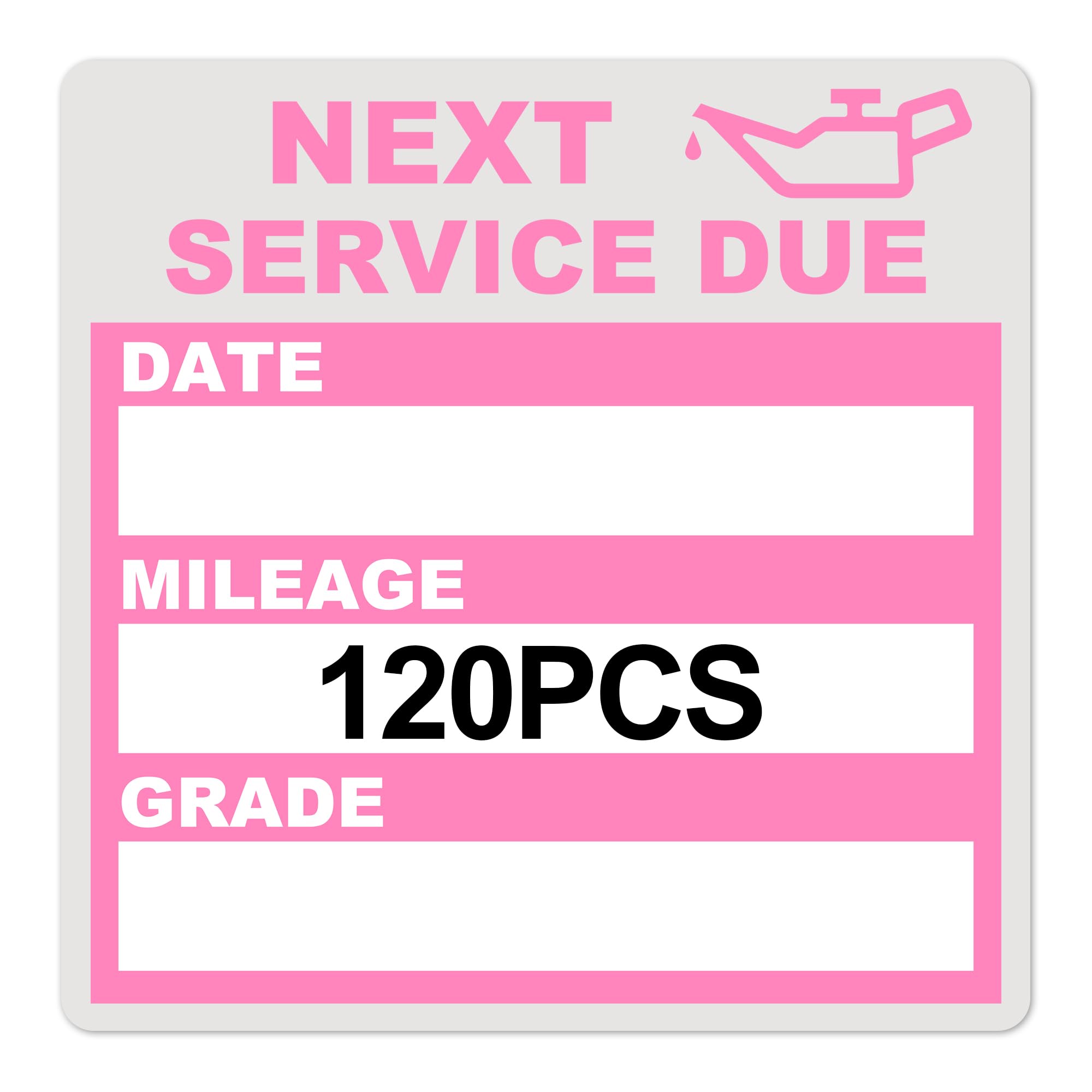 for Oil Change Sticker Static Cling, Clear Stickers 120 Pcs 2”x 2” Next Service Due Sticker for Windshield, Easy to Peel with No Residue for Car Auto Vehicle Window (Pink3)