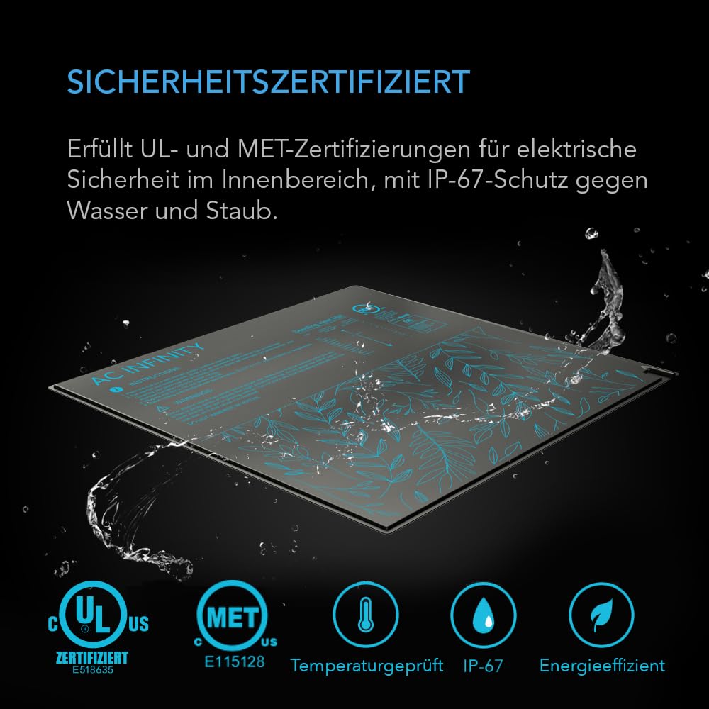 AC Infinity SUNCORE H3 – Heizmatte 25 x 52,7 cm mit digitalem Thermostat, wasserdicht, für Indoor-Gartenbau, Hydroponik, Keimung und Stecklingsvermehrung
