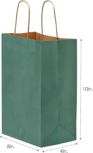Miniatura 7 de Prime Line Packaging Bolsas de regalo verdes, pequeñas bolsas de papel con asas para regalos, vacaciones, Navidad, recuerdos de fiesta, compras,