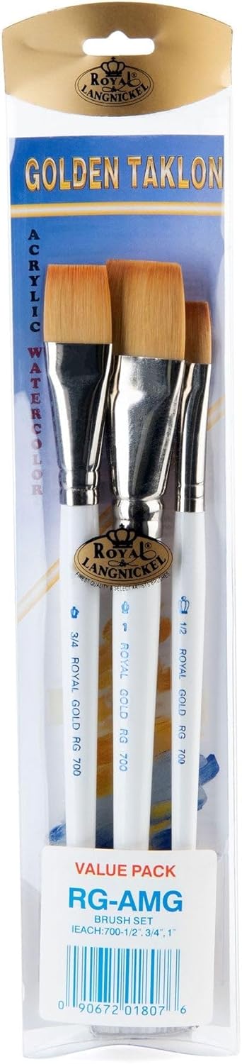 Royal Gold Royal and Langnickel Short Handle Paint Brush Set, Glaze Wash, 3-Piece