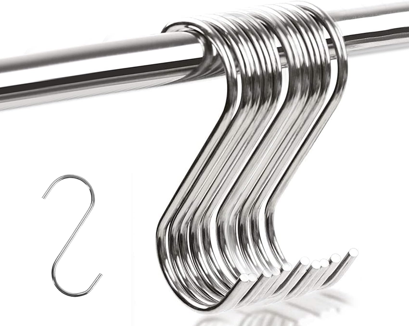 Olakin S Hooks[10 Pack], S Shaped Hooks for Hanging, SShaped Stainless Steel Hooks, for Kitchen