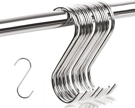 20 Pack Stainless Steel S Hooks 90mm / 3.55 Inch Heavy Duty Rust Resistant Utility Hanging Hooks, Multi Purpose S Hooks for Kitchen Pans, Clothes, Towels, Plants, Garage Tools, Bathroom & Garden
