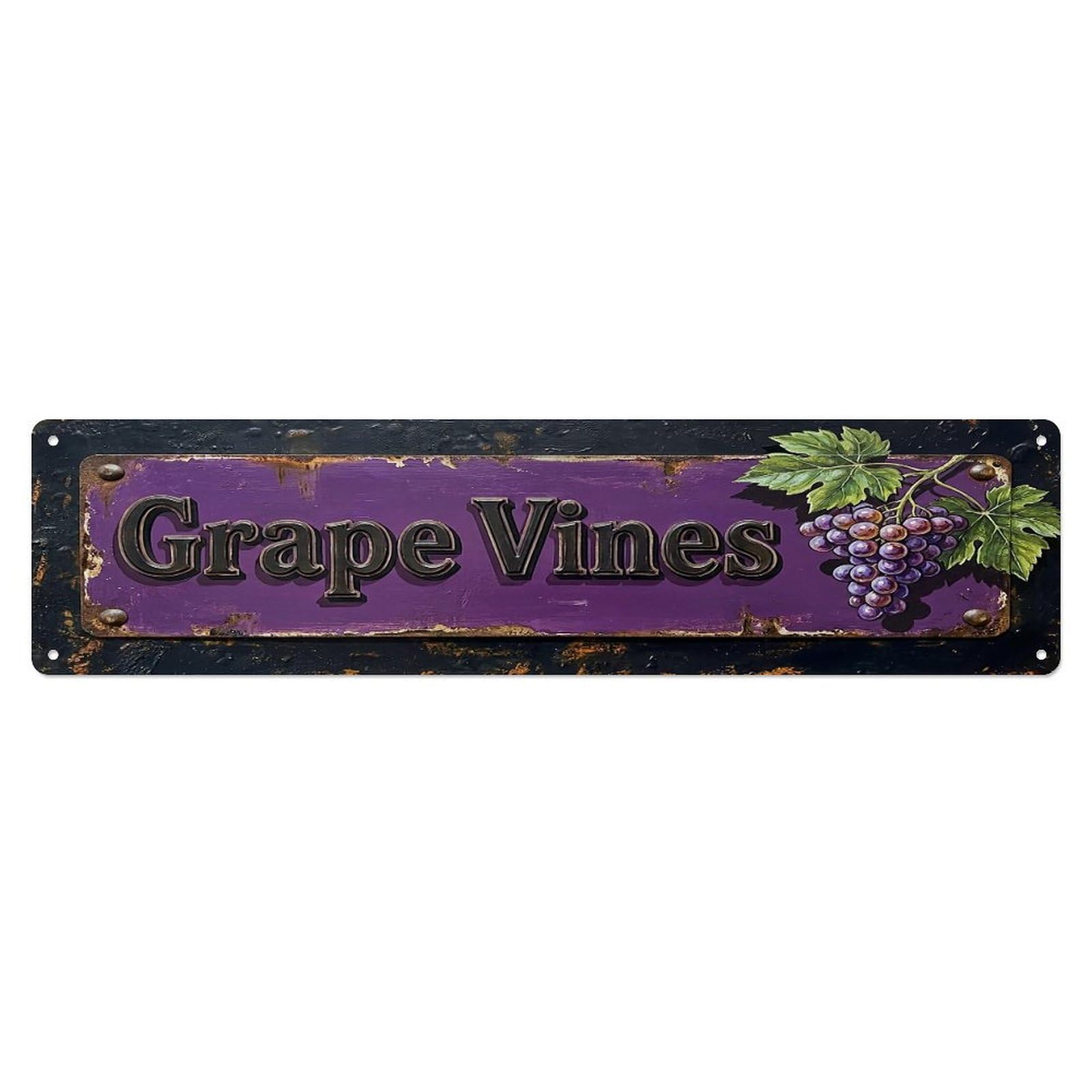 Vintage Grape Vines Juicy Farmhouse Metal Tin Sign