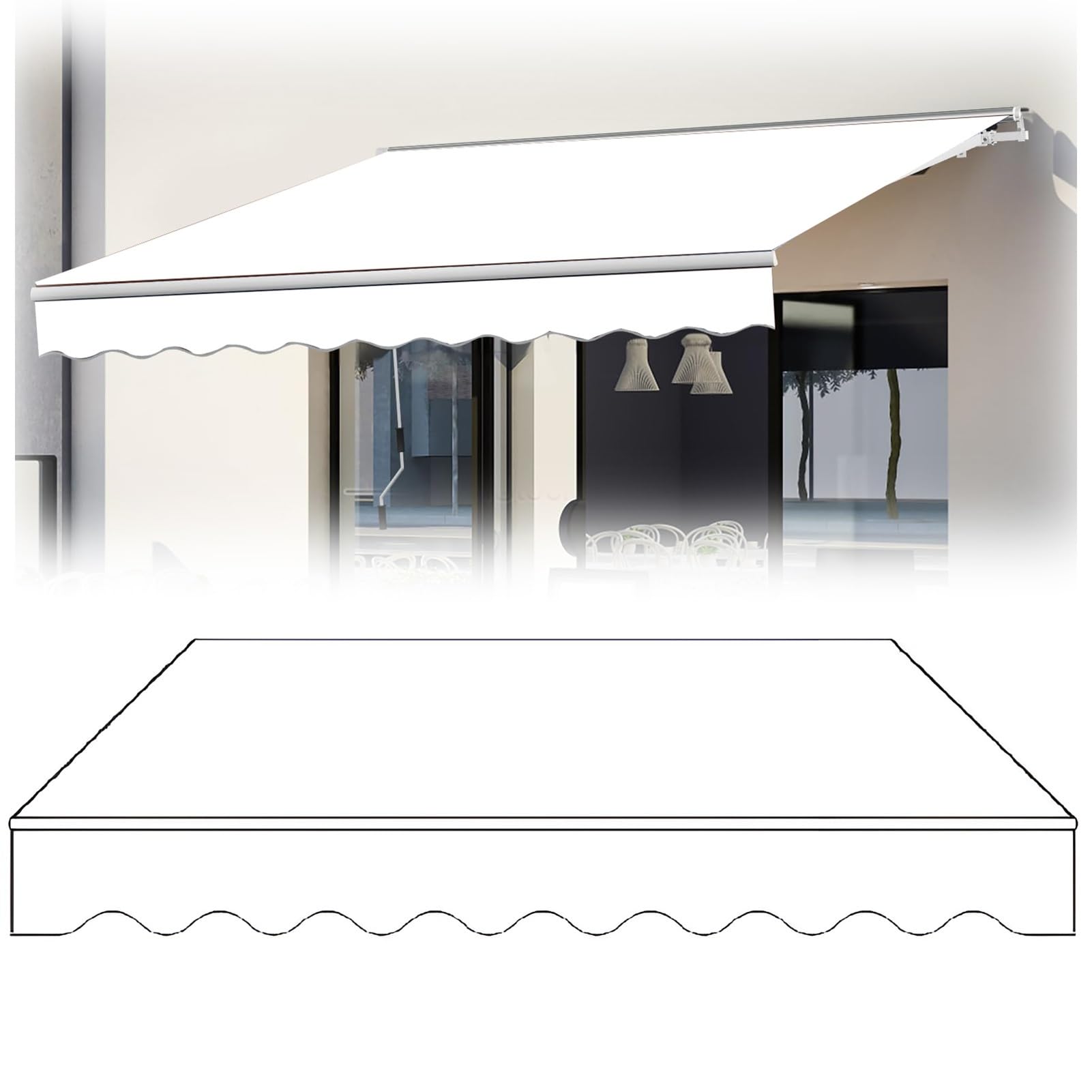 Bâche de rechange pour auvent extérieur blanc de terrasse 450x300 cm