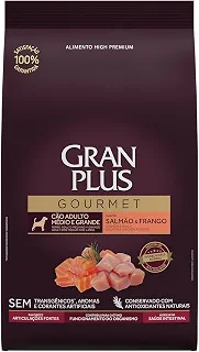 Granplus Ração Granplus Gourmet Para Cães Adultos De Porte Medio E Grande Sabor Salmao E Frango 10,1Kg