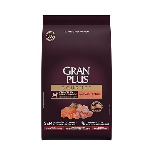 Granplus Ração Granplus Gourmet Para Cães Adultos De Porte Medio E Grande Sabor Salmao E Frango Affinity 10 1Kg
