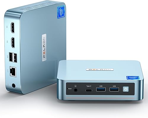PELADN Mini PC N95 WI-6, Intel 12 generación Alder Lake - N95 (hasta 3.4 GHz), 16 GB DDR4 3200 Mhz RAM 512 GB M.2 PCIe SSD, soporte de computadora