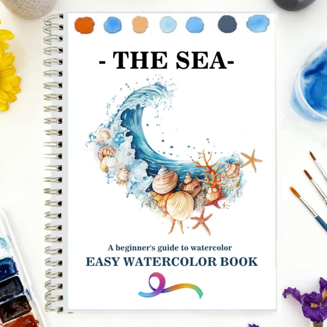 Watercolor Workbooks Coloring Book Easy Nature Scenes Beginner Friendly Watercolor Painting Set Art Crafts Painting Kit for Creative Exploration Gift for Adults (The sea, Without Palette)