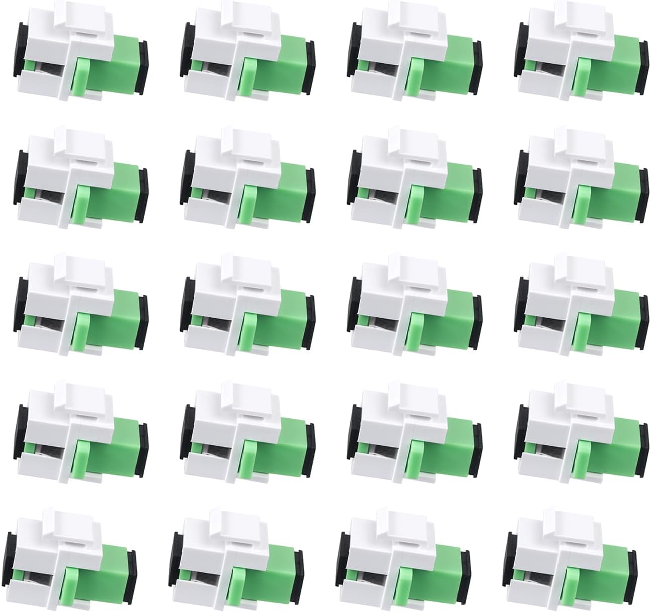 20 pcs Fiber Optic Coupler SC Keystone Jack Coupler SC Simplex Singlemode APC Adapter for Fiber Wall Plate (White)