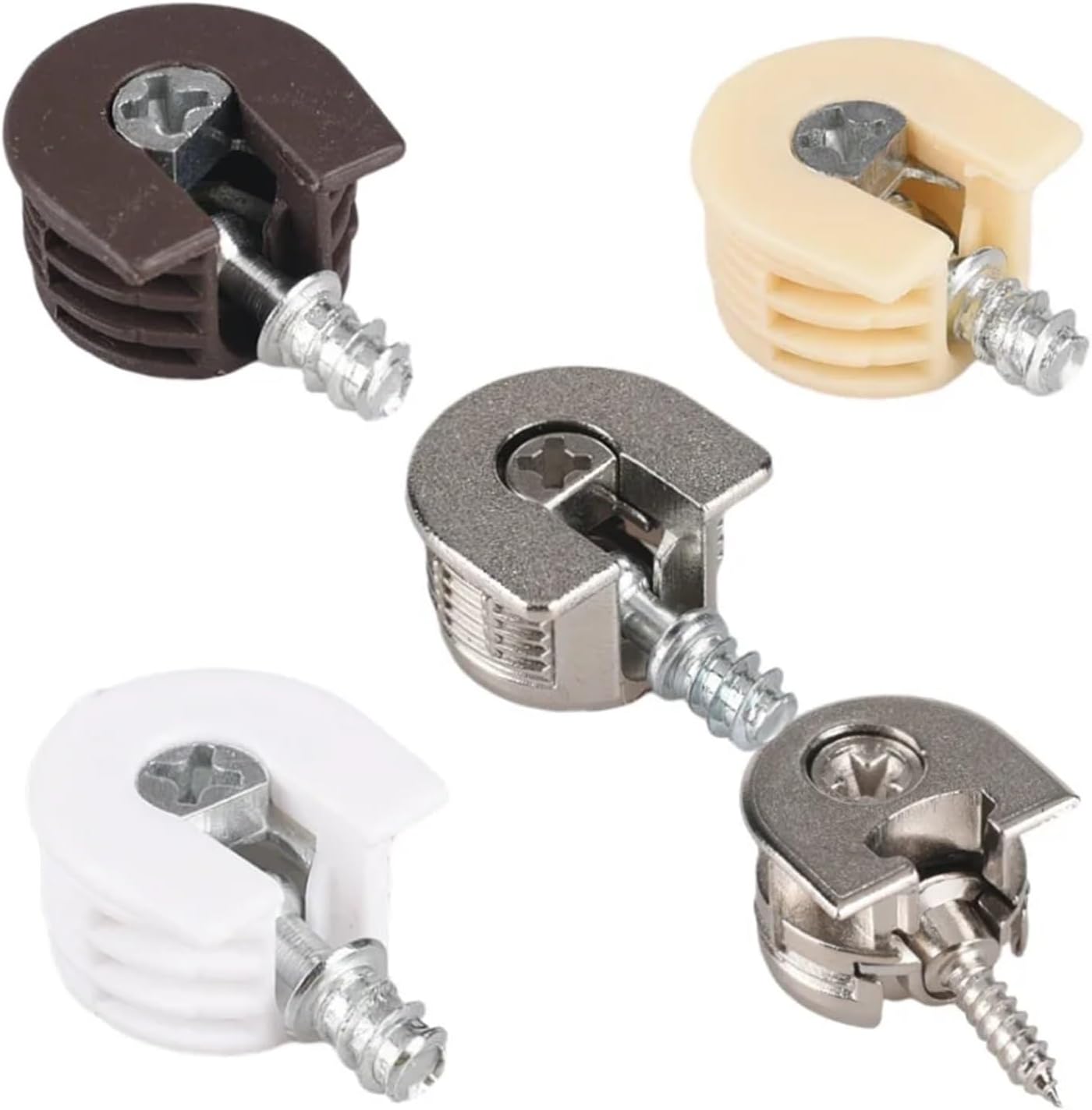 40 Pcs Furniture Cabinet Bracket Pin Plates 2/3/4-in-1 Plastic Support Cam Connector(3in1 Red Bronze)