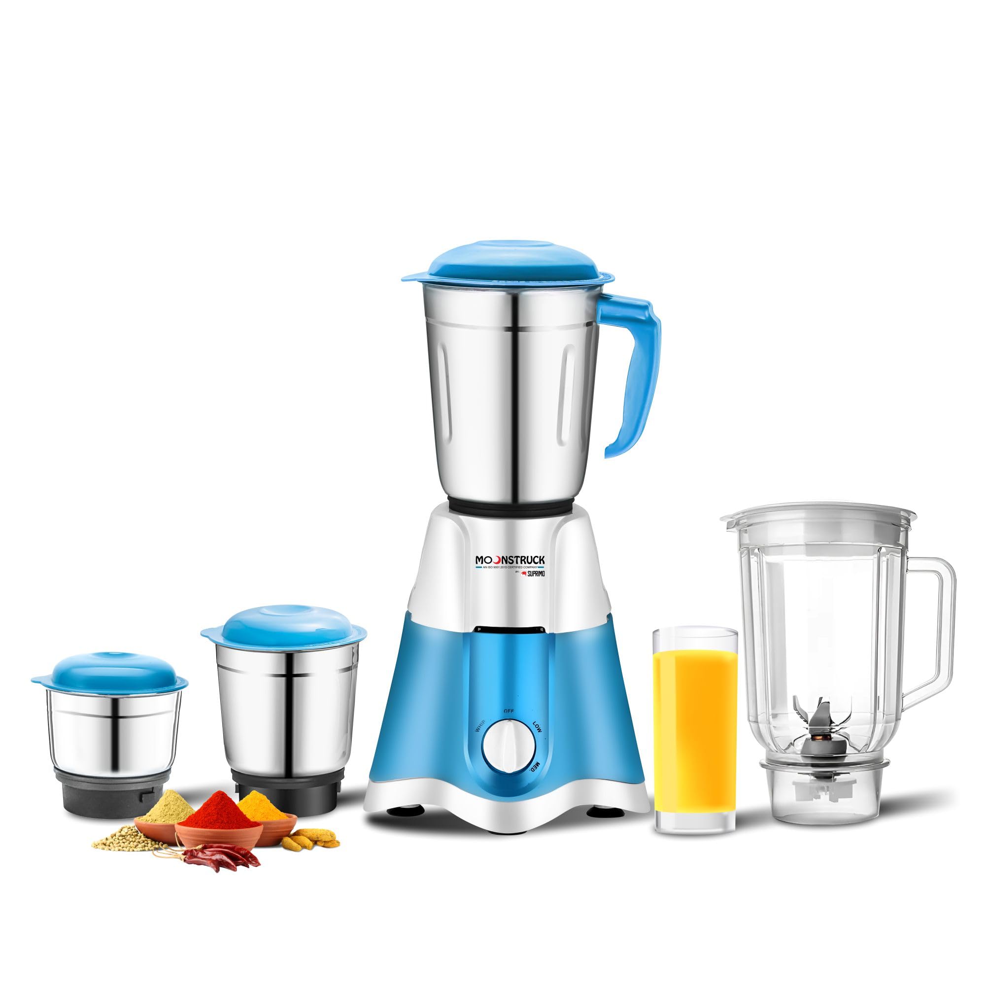 Moonstruck By Suprimo Star Blue 750 Watt 4 Jar Juicer Mixer Grinder For Kitchen With Nano Grinding Technology Heavy Duty Motor 2 Years Warranty (Blue)-image-4