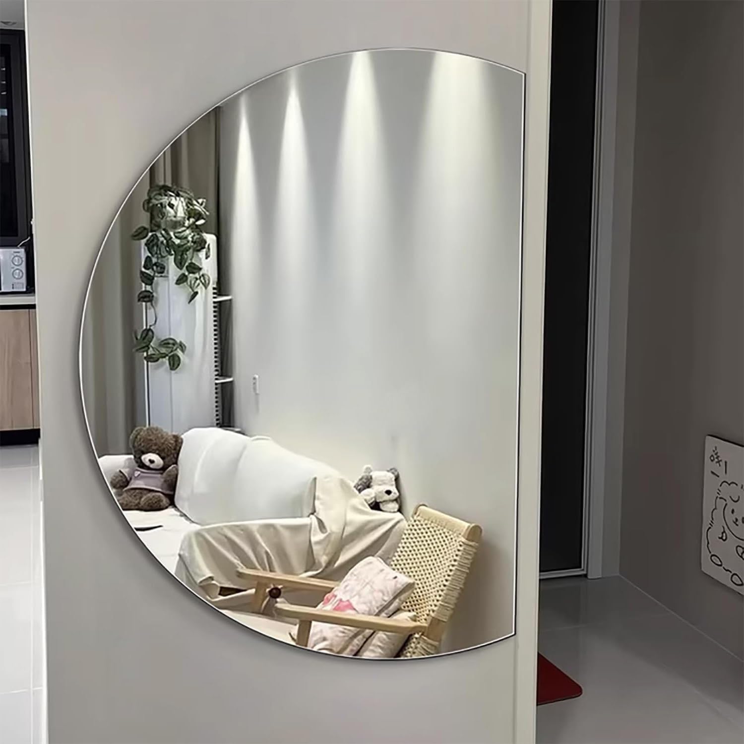 Miroir de courtoisie demi-cercle rétroéclairé LED tactile pour salle de bain