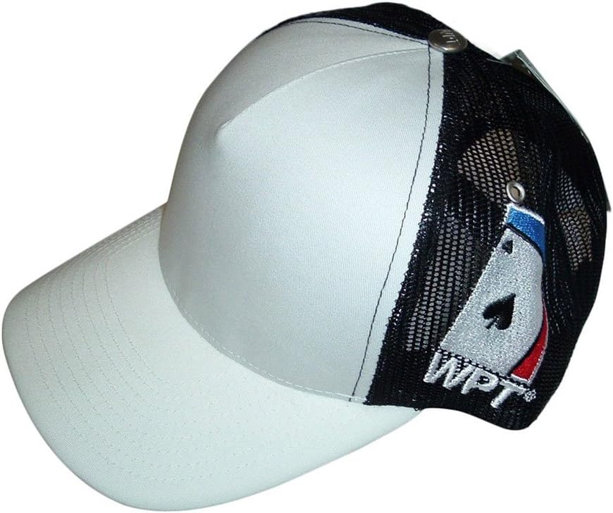 World Poker Tour Hat, Trucker Hat, Ball Cap, One Size Fits All - White/Black- #WPT6.