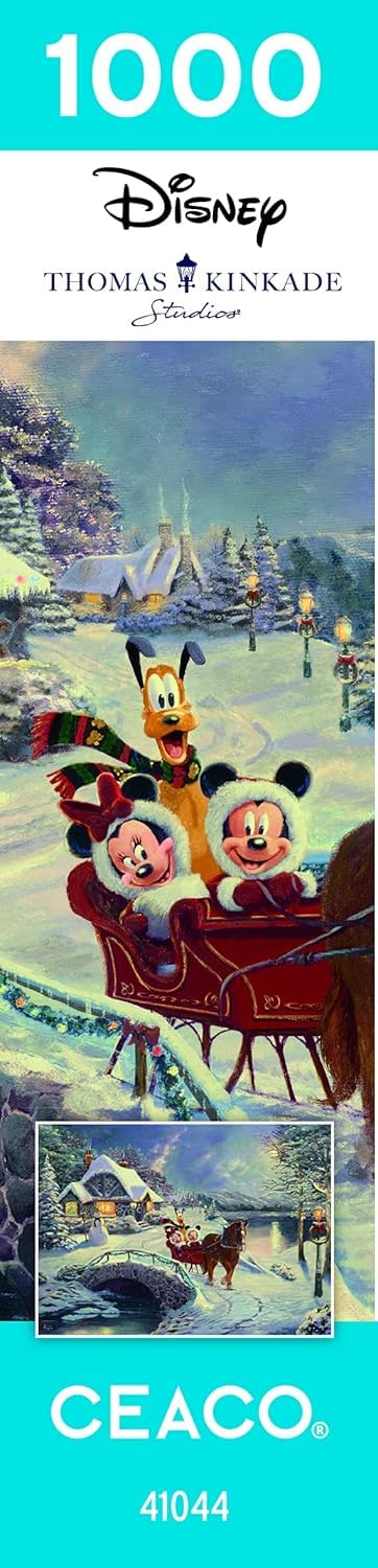 Ceaco - Thomas Kinkade - Disney Holiday - Mickey et Minnie Sleigh Ride - Puzzle de 1000 pièces