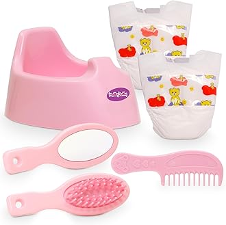 Molly Dolly Baby Doll Accessories Set - Baby Accessories For Dolls - Baby Dolls Changing Bag With 25 Toy Baby Accessories Including Feeding Set