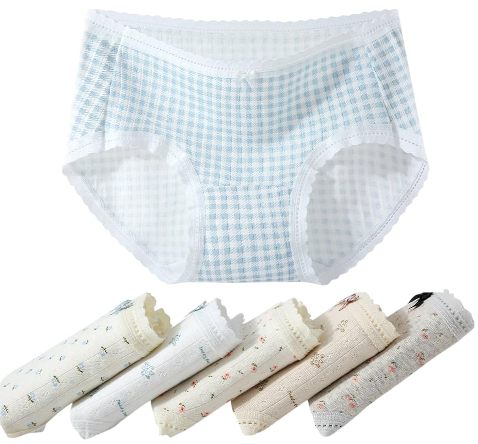 Women's Cotton Lace Underwear for Summer Full-Coverage Panties Moisture-Wicking Brief Panty Free_Size Multi Color-image-13