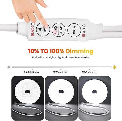 Miniatura 7 de KISUFU Luces de neón LED de 24 V 2835 CC, cuerda de luz LED regulable, IP67 impermeable 120 LEDsm, tira de luces LED de silicona, letrero flexible